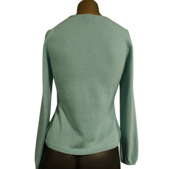 Ann Taylor Cashmere V-Neck Sweater, Light Aqua,, Sz S - Picture 2 of 4